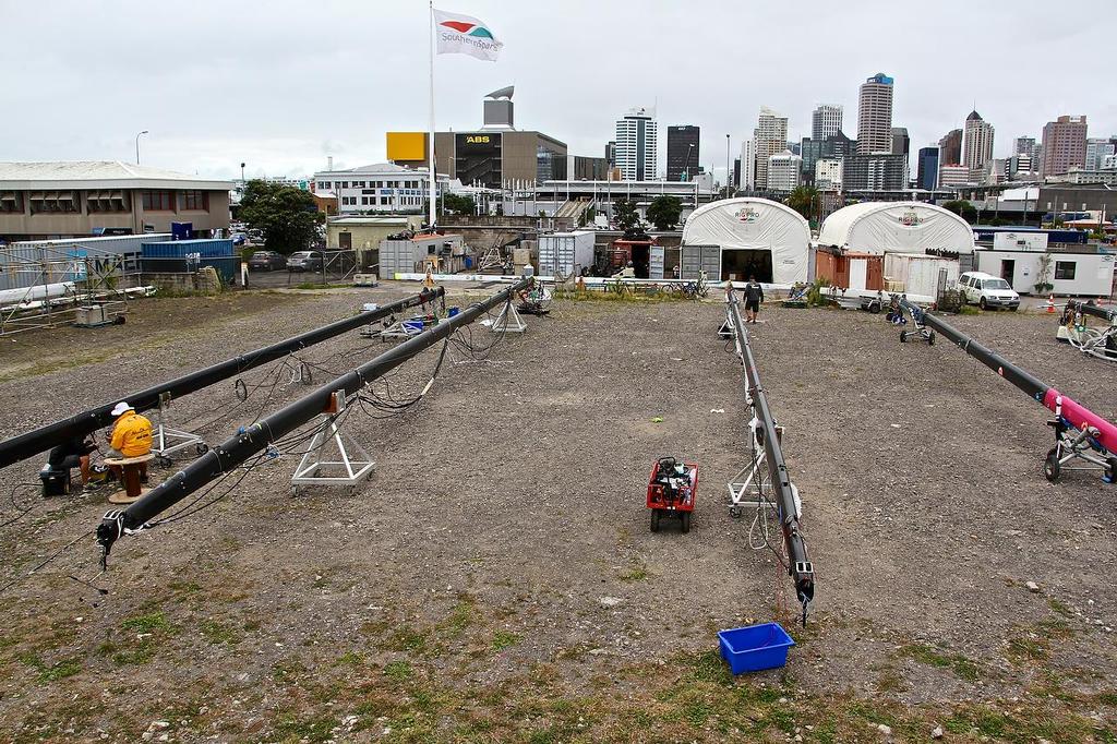 Volvo Ocean race spars being check and maintained near the Viaduct Harbour where the boats are berthed - Southern Spars - Volvo Ocean Race © Richard Gladwell www.photosport.co.nz